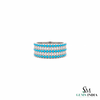 Turquoise Beaded Band Ring With Diamond Accent Rows - Gift For Her