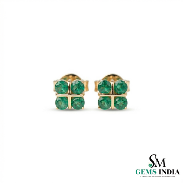 Minimal Emerald Stud Earrings in 14K Gold – Everyday Fine Jewelry