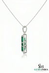 Oval Emerald Cluster Clover Pendant with Diamond Halo in Gold