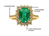 Elegant 3.50 carat Cushion Cut Natural Emerald And Diamond Statement Ring In 14K Gold