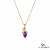 Pear Cut Amethyst Pendant With Diamond Accent & Curved Swirl Design