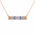 Rainbow Bar Necklace in 14k Gold Emerald Cut Multicolor Pendant