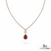 Pear Cut Ruby & Diamond Drop Necklace in 14k and 18k Gold
