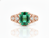 2.80 carat Octagon Natural Emerald And Diamond Engagement Ring in 18k gold Gift For Her