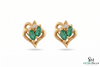 Marquise Emerald Heart Shaped Gold Stud Earrings