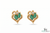 Marquise Emerald Heart Shaped Gold Stud Earrings