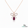 Chic Bow-Inspired Pear Ruby & Diamond Pendant in 14k gold Elegant Fine Jewelry