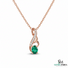 Natural Green Emerald Oval Pendant with Diamond Curve Design