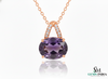 Oval Cut Amethyst & Diamond Drop Pendant– Minimal Diamond Accent