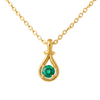 1.10 Round Natural Emerald pear-shaped open-frame design Pendant 14k Gold Solitaire Necklace