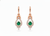 2 carat Round Natural Emerald Drop Earrings for Women Antique Gold Diamond Halo