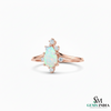 Pear Shape Opal Diamond Ring in 14K Gold Elegant Halo Ring October Birthstone Jewelry