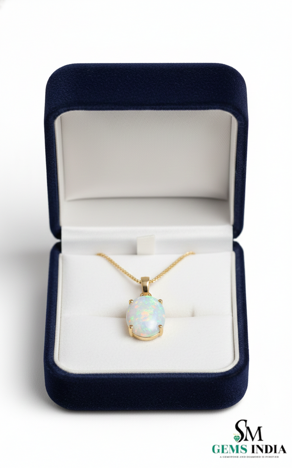 Oval Opal Diamond Halo Pendant Natural Gemstones Jewelry