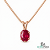 Oval Red Ruby Solitaire Pendant Minimalist Ruby Birthstone for Women