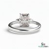 Emerald Cut Morganite Diamond Promise Ring in 18K Gold - Gift For Her
