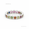0.90 carat 14k Gold Rainbow Sapphire Eternity Band Ring Zambian Gemstone