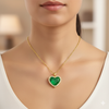2.50 carat Heart Shape Natural Emerald and Diamond Halo Pendant in 18K Gold
