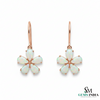 Floral Delicate Pear Opal Flower Hanging Earrings Birthday gift earrings