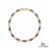 Natural Tanzanite and Diamond Link Bracelet Fine Gold Jewelry