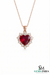 Heart Shape Red Ruby & Diamond Halo Pendant - Romantic Ruby Heart Pendant For Woman