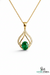 Classic Oval Green Emerald Diamond Teardrop Pendant - Green Gemstone Jewelry