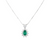 Teardrop Natural Emerald and Diamond Halo Necklace May Birthstone Jewelry Gift