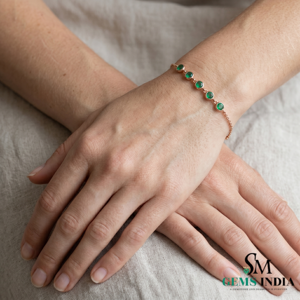 Elegant Round Fine Green Emerald Fine Chain Jewelry - Elegant Gift For Her