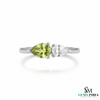 Natural Peridot and Moissanite Two-Stone Ring - Toi et moi ring