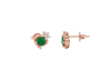 Classic Round Natural Emerald & Diamond Floral Stud Earrings in 18K Gold