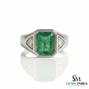 Natural Emerald And Triangle Moissanite Ring 10.20 Carats Engagement Ring in 14K gold