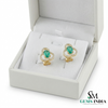 Elegant Oval Emerald and Diamond Clover Stud Earrings – Fine Gold Jewelry