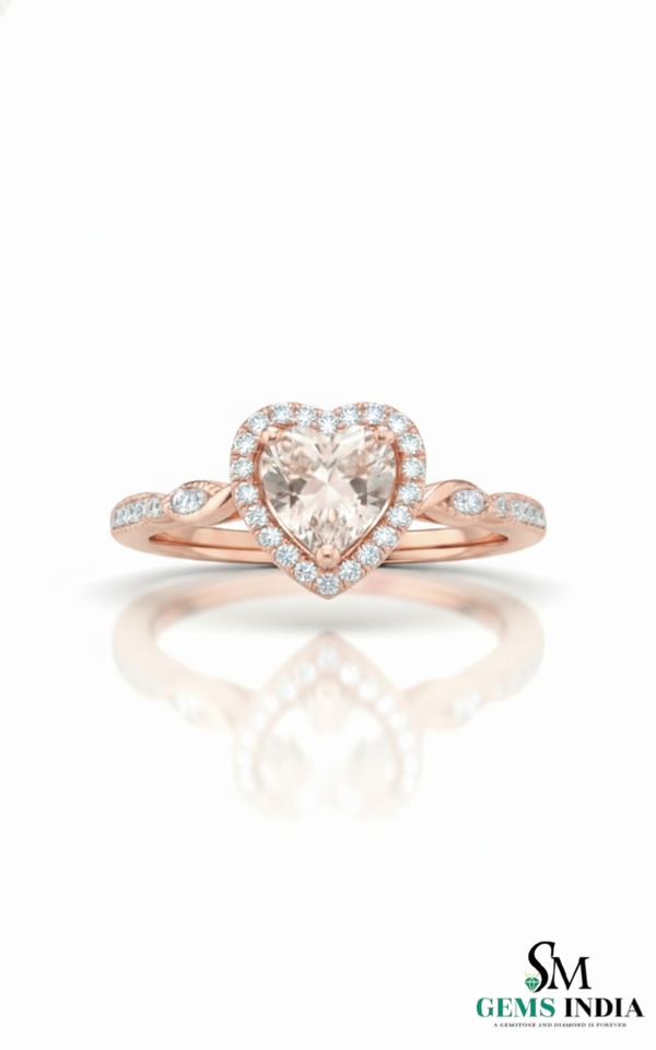Heart-Shaped Morganite & Diamond Halo Ring – Morganite engagement ring