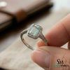 Emerald Cut Aquamarine Halo Ring with Diamond Accents - Vintage Inspired Statement Ring