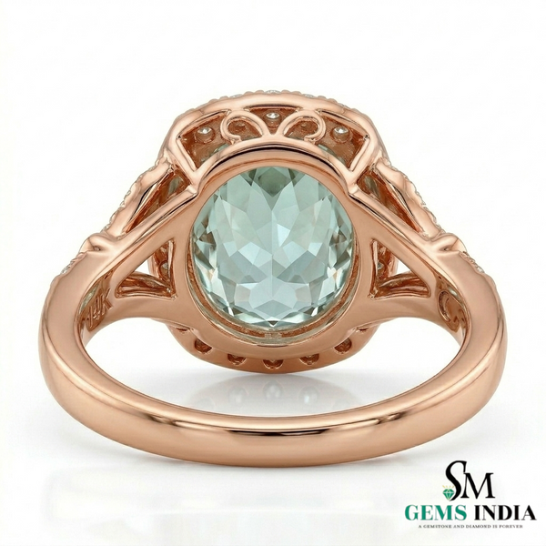 Cushion Aquamarine Engagement Ring with Diamond Halo Split Shank