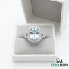 Cushion Aquamarine Engagement Ring with Diamond Halo Split Shank