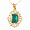 4.90 carat Elegant Art Deco Emerald cut Natural Emerald with Dazzling Diamond Border Pendant