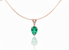 1.90 carat Natural Teardrop Emerald Pendant Necklace in 14k Gold with Diamond Accent