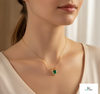 Romantic Natural Emerald Heart Necklace Green Gemstone with Diamond Frame Symbol of Love and Elegance