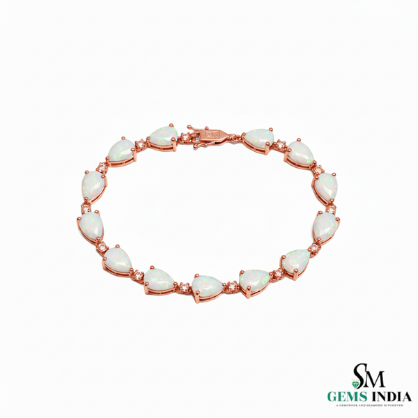 Pear Opal & Diamond Tennis Bracelet in 14K and 18K Gold – Fine Gold Jewelry