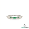 Contemporary Link Style Fine Jewelry Statement Ring with Green Gemstones