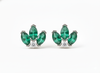 Marquise shape Natural EmeraldDiamond Floral Stud Earrings – 14K Gold