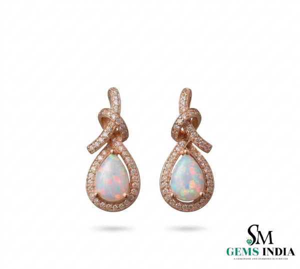 Pear Cut Opal Earrings - October Birthstone Gemstone Earrings