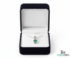 Round Faceted Emerald Solitaire Pendant with Diamond Loop - Green Gemstone Jewelry