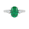 1.20 carat Oval Cut Natural Emerald and Diamond Trio Ring for Women Engagement Ring
