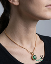 Round Green Emerald Solitaire Pendant - Minimalist Green Emerald