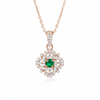 0.75 carat Round shaped Natural Emerald intertwined loops Cluster Pendant in 14k yellow gold