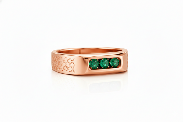 Natural Zambian Emerald Men's Ring: 14k Gold May Birthstone