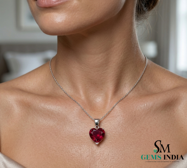Heart Cut Red Ruby Pendant Simple Solitaire Ruby Pendant for Women