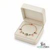 Gold Heart Charm Bracelet with Round Emerald Stones – Romantic Dainty Jewelry