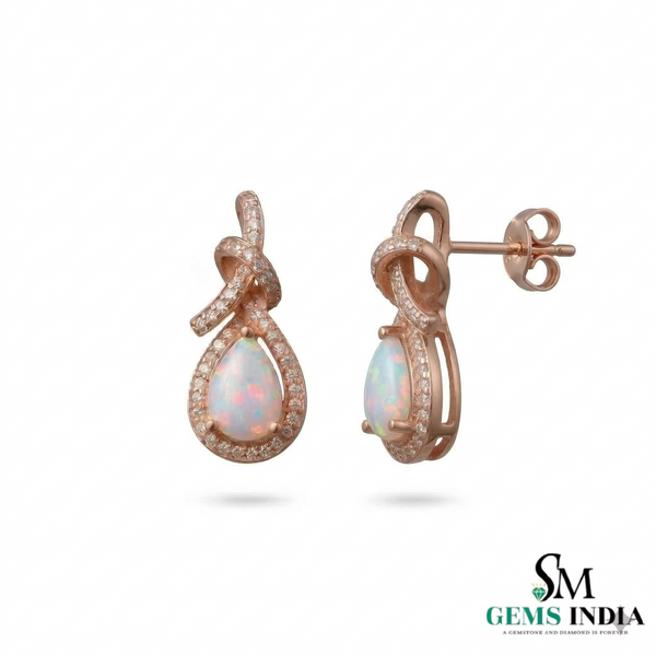 Pear Cut Opal Earrings - October Birthstone Gemstone Earrings